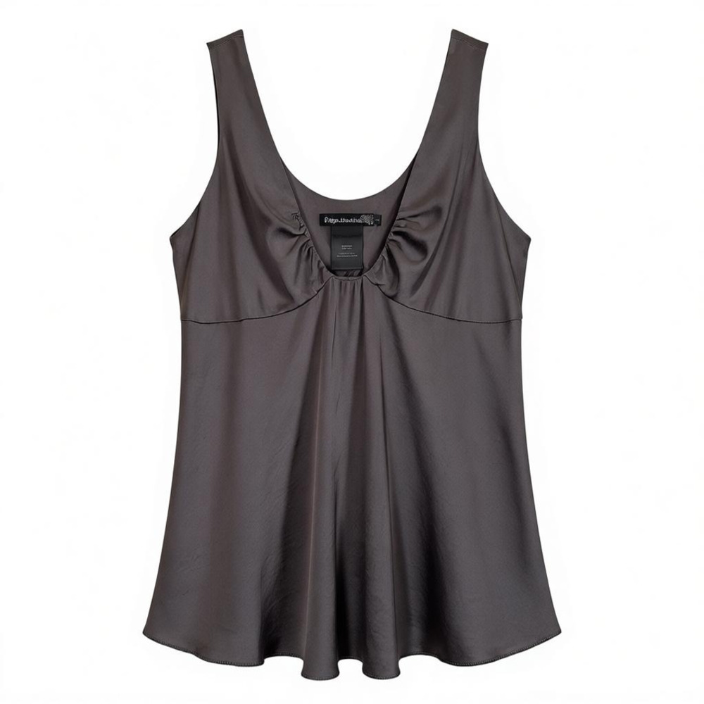 Paige Dark Gray Silk Tank Top Size Large Y2K